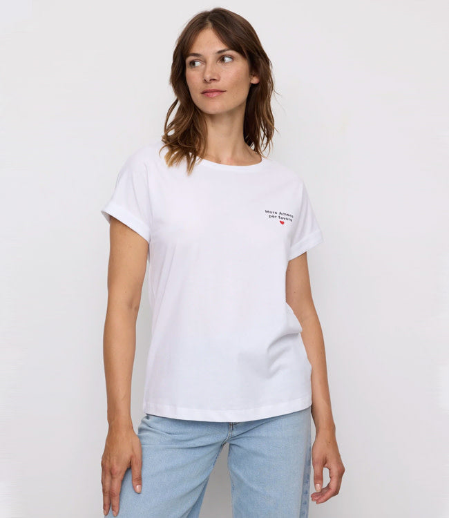RECOLUTION wit shirt LIV MORE AMORE van biologisch katoen