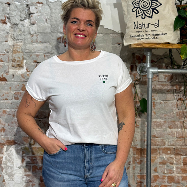 RECOLUTION wit shirt LIV TUTTO BENE van biologisch katoen