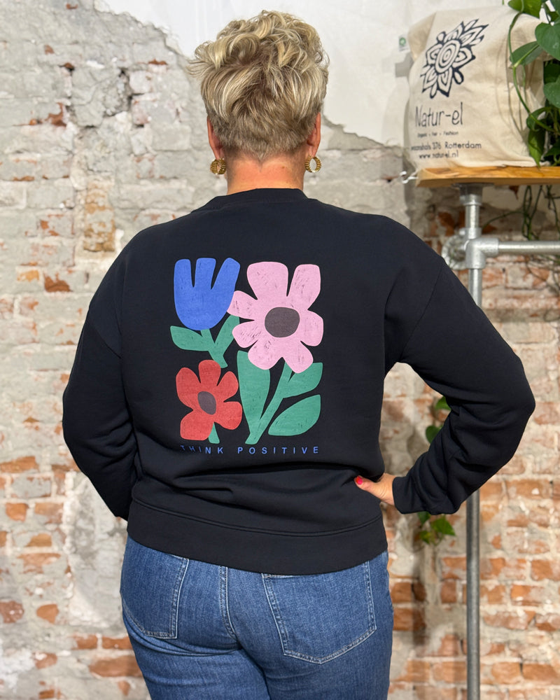 RECOLUTION sweater RINE THINK POSITIVE biologisch katoen