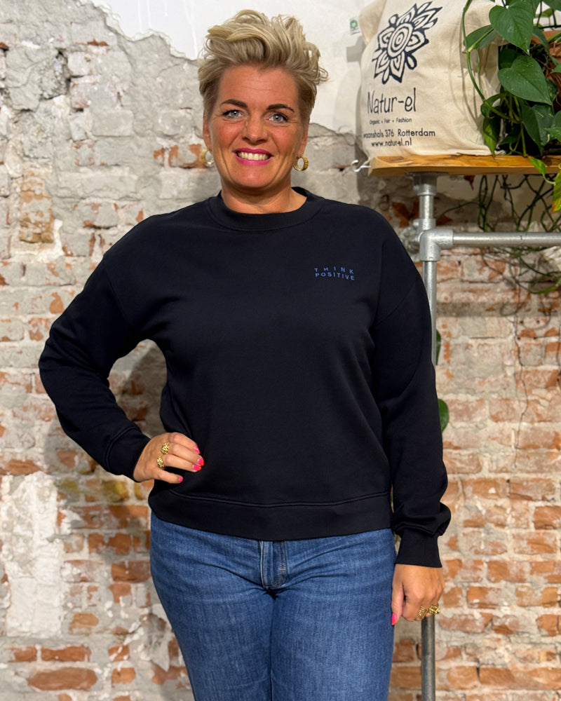 RECOLUTION sweater RINE THINK POSITIVE biologisch katoen