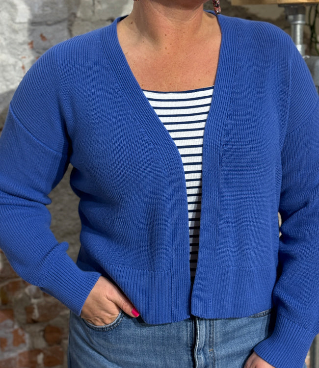 RECOLUTION openvallend vest INGA BLUE biologisch katoen
