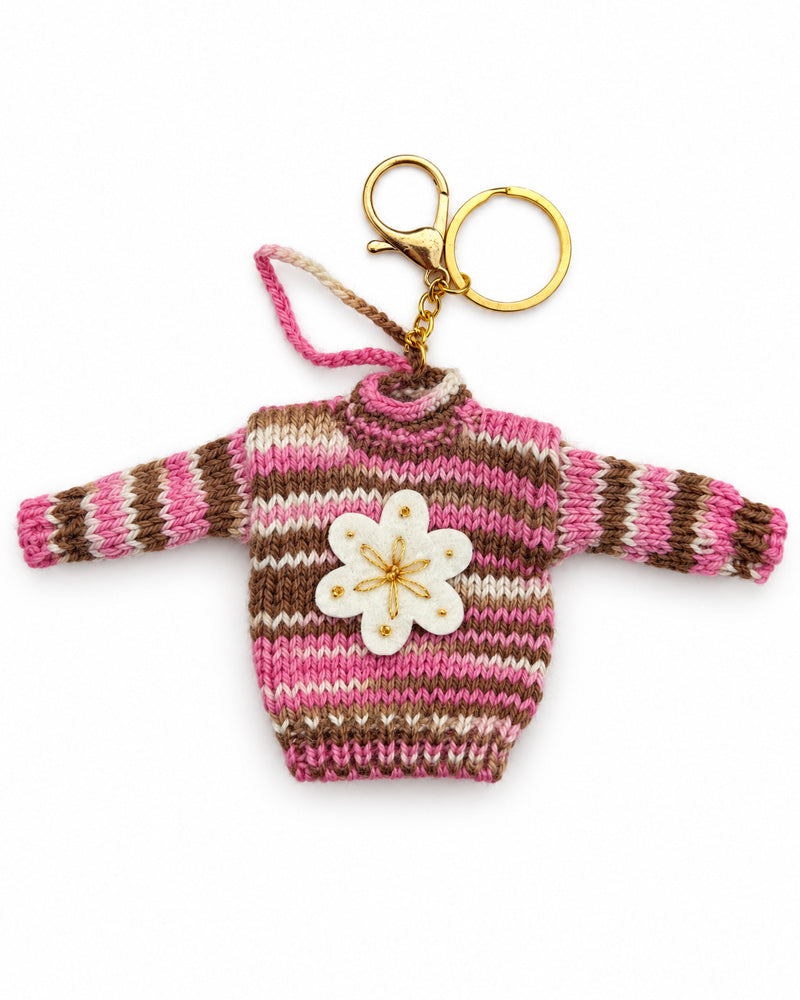 RITI SAMI Sleutelhanger mini wollen trui 100% alpaca PINK fairtrade