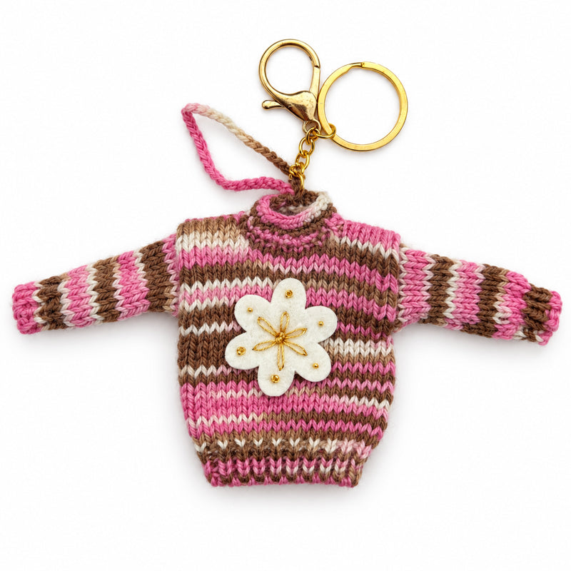 RITI SAMI Sleutelhanger mini wollen trui 100% alpaca PINK fairtrade