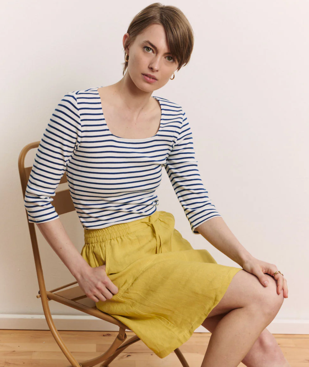 TRANQUILLO gestreept shirt LOLLY BLUE tencel katoen