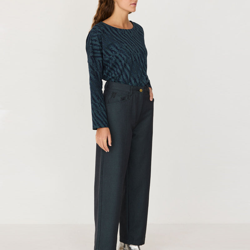 SKFK Hose mit weitem Bein AINHIZE DARK DENIM Bio-Baumwolle
