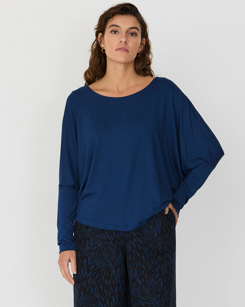 SKFK shirt met vleermuismouw ZURI BLUE van modal