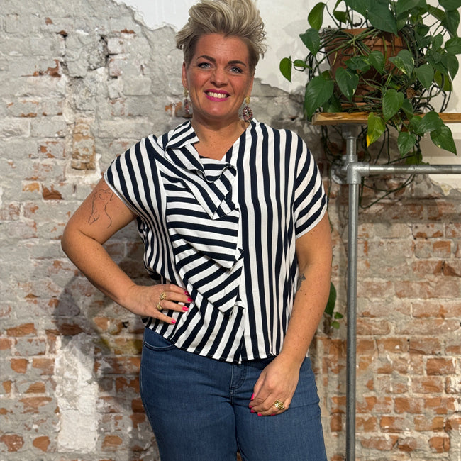 SKFK geplooide blouse KAUA STRIPES van ecovero