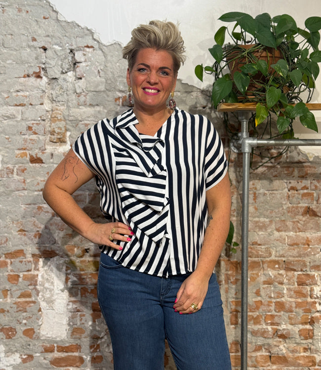 SKFK geplooide blouse KAUA STRIPES van ecovero