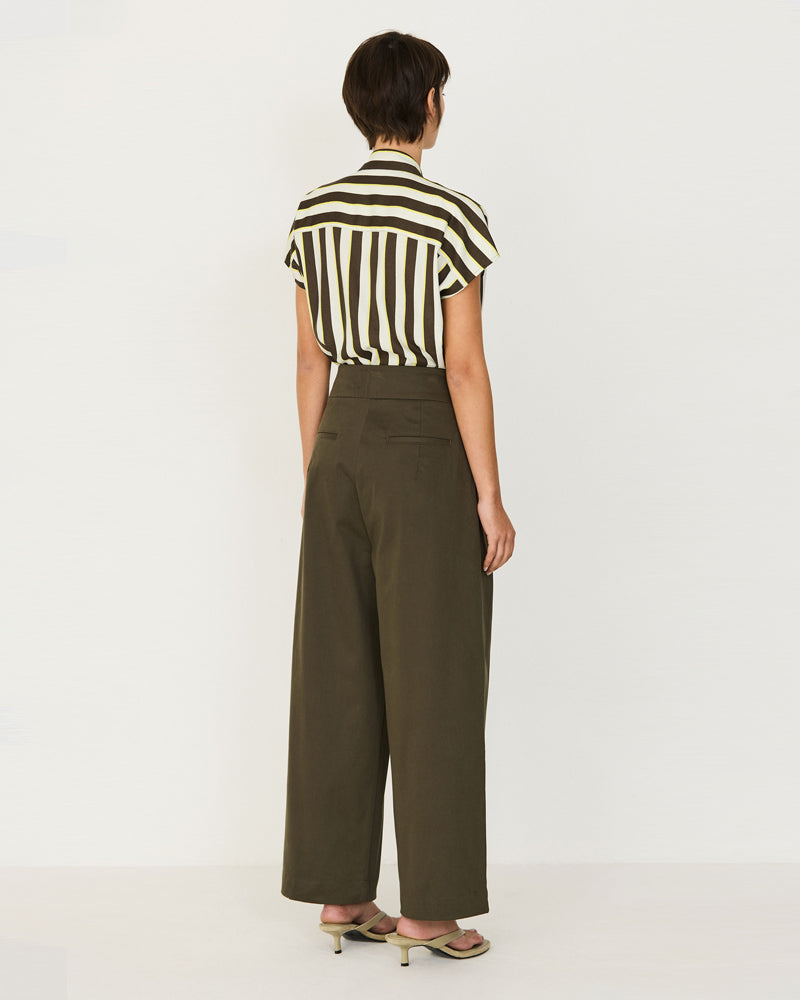 SKFK wijde highwaist broek EHIARA TAUPE van biologisch katoen