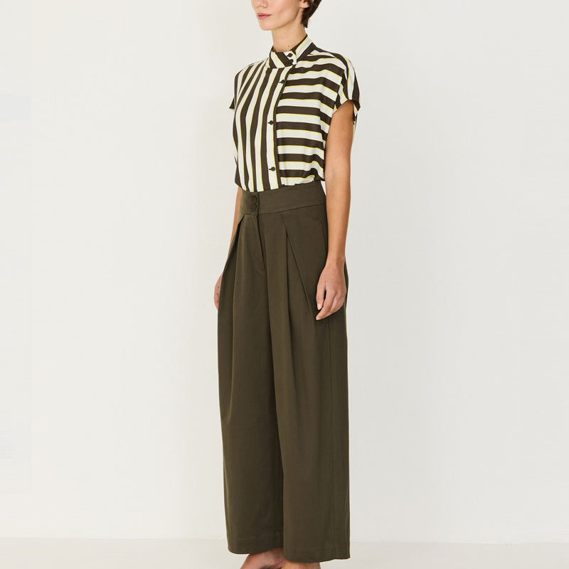 SKFK wijde highwaist broek EHIARA TAUPE van biologisch katoen