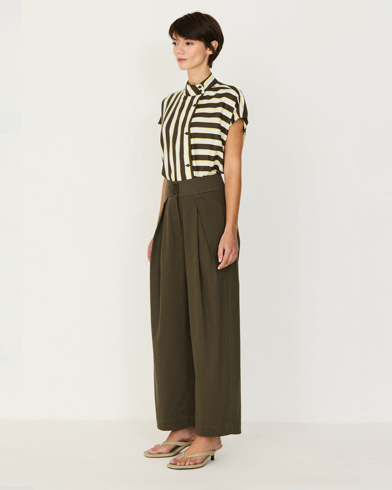 SKFK wijde highwaist broek EHIARA TAUPE van biologisch katoen