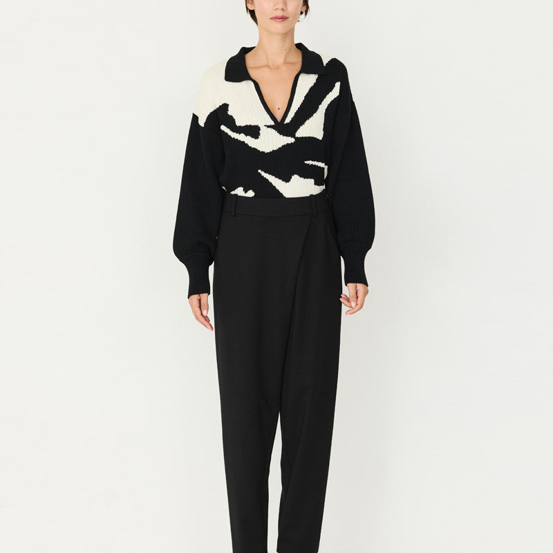 SKFK broek met overslag EZAMA BLACK van modal
