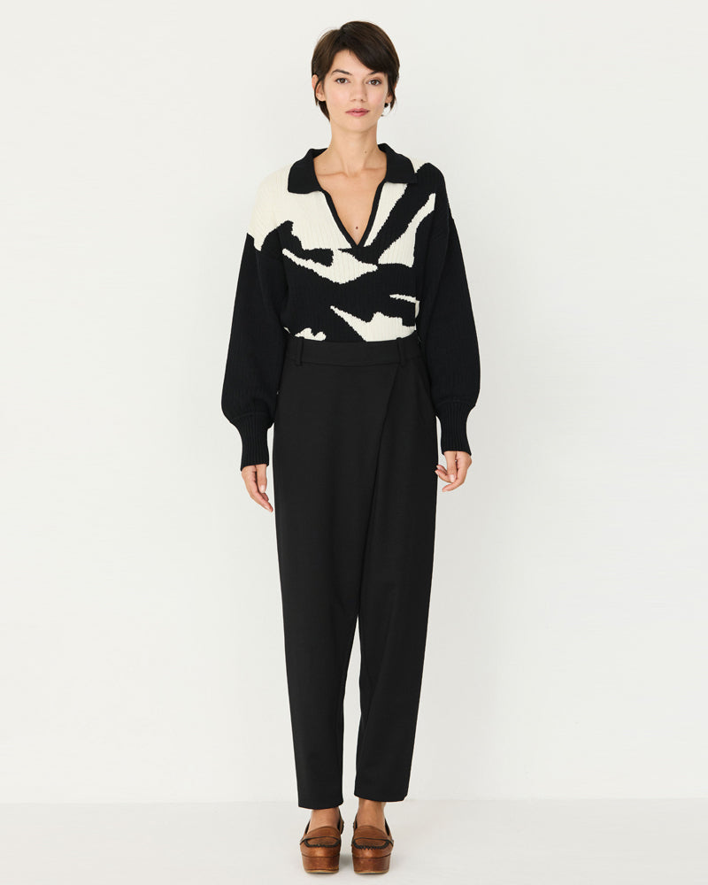 SKFK broek met overslag EZAMA BLACK van modal