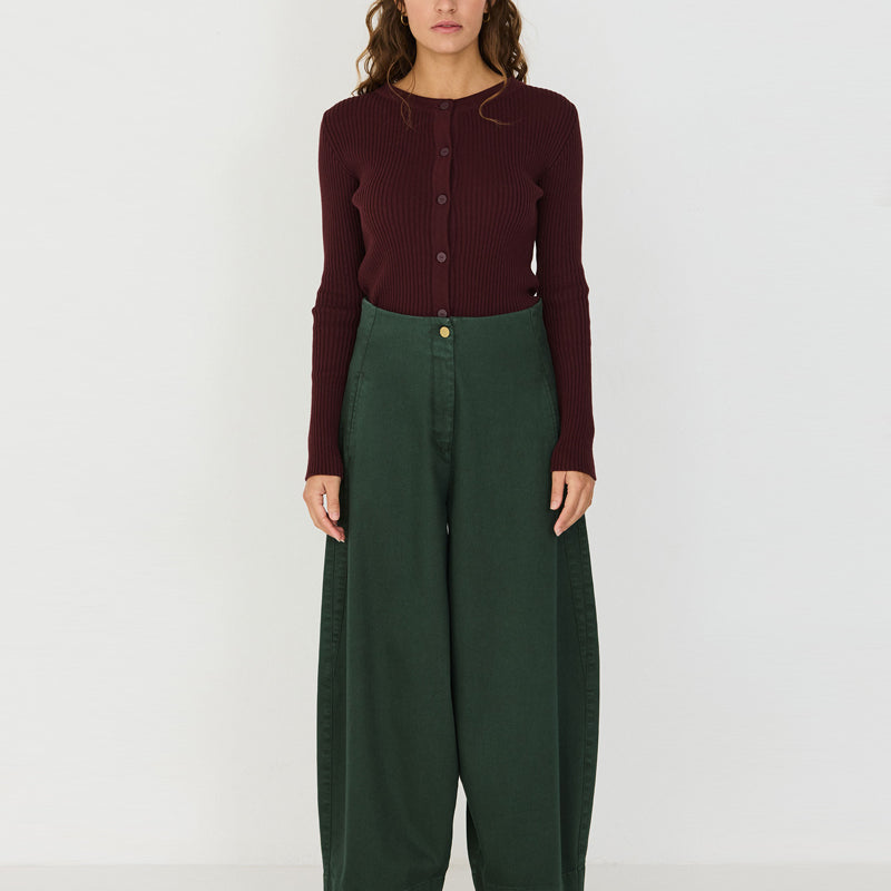 SKFK broek met wijde pijp MARI GREEN biologisch katoen