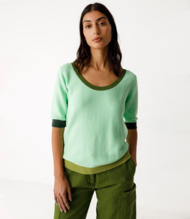 SKFK gebreide top LARY LIGHT GREEN van biologisch katoen