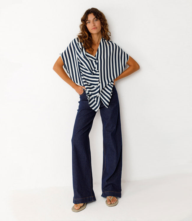 SKFK geplooide blouse KAUA STRIPES van ecovero