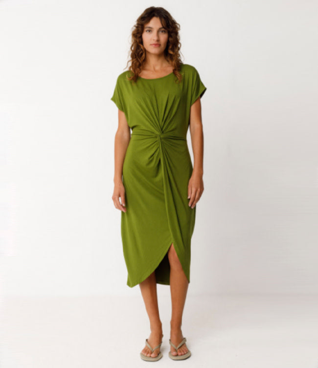 SKFK jurk met knoop detail AMADE GREEN van ecovero