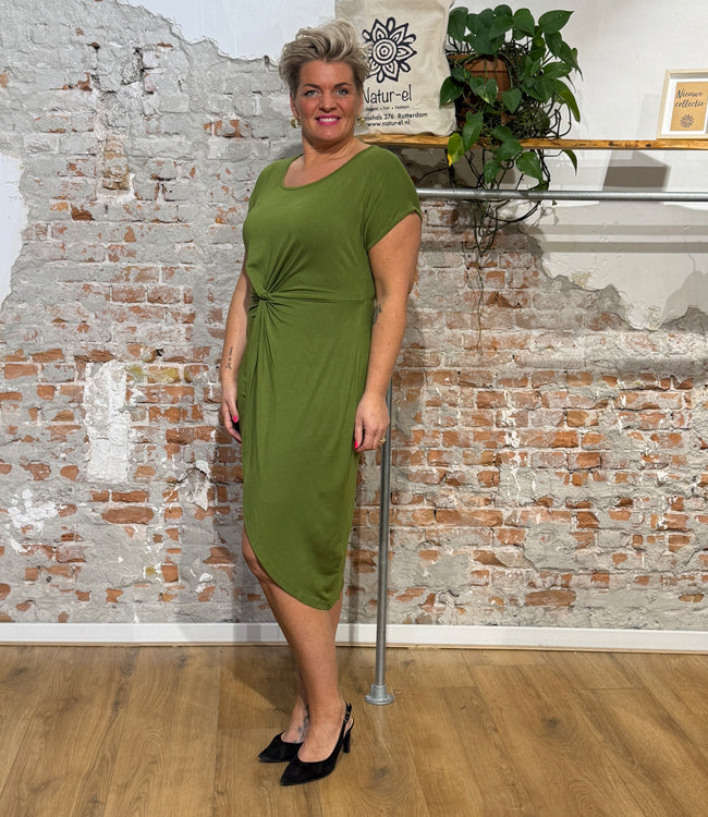 SKFK jurk met knoop detail AMADE GREEN van ecovero