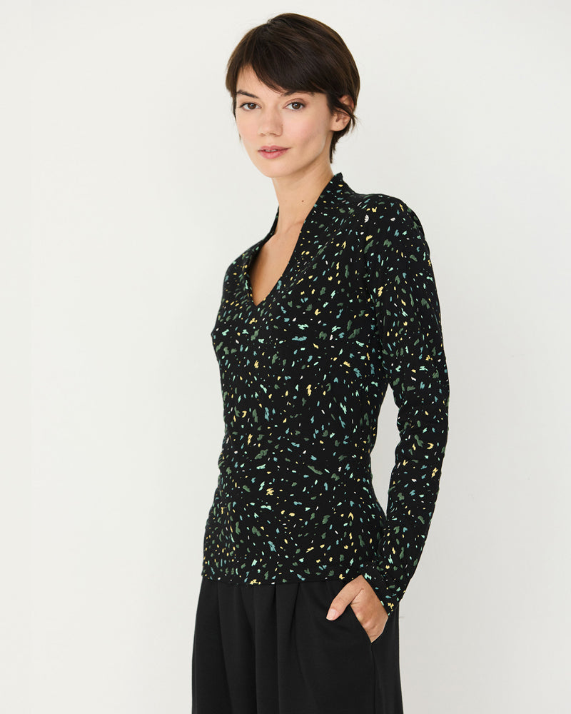 SKFK v-hals shirt met print JURDANA GREEN biologisch katoen