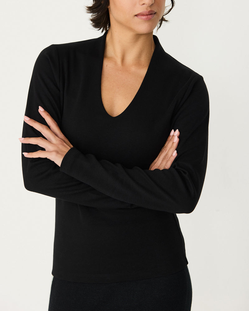 SKFK effen v-hals shirt INGE BLACK biologisch katoen