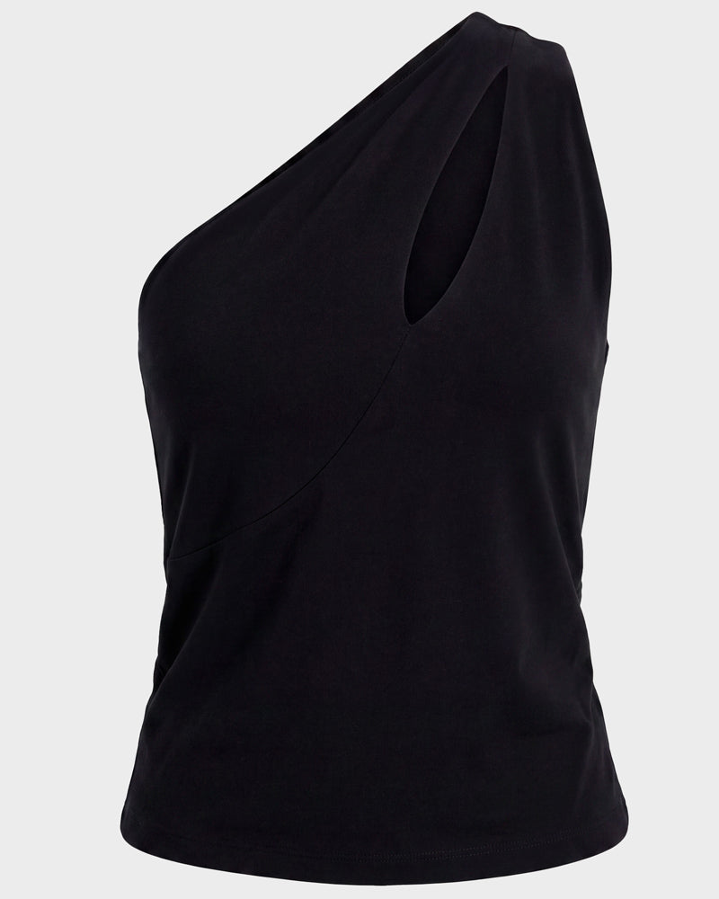 SKFK Uni-Shirt ALAINE BLACK mit Twist-Detail aus Bio-Baumwolle