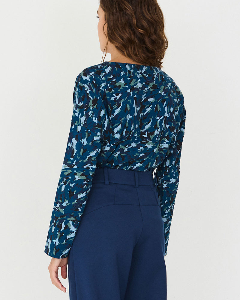 SKFK shirt met print EKIZA BLUE ROCKS van biologisch katoen