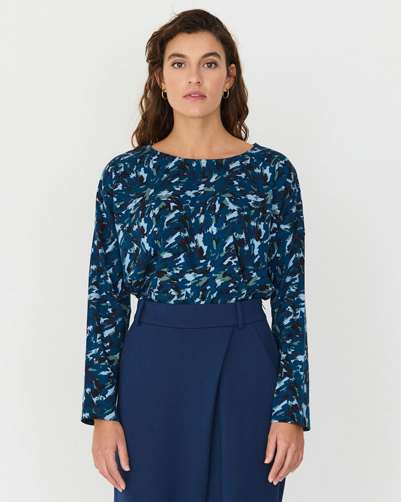 SKFK shirt met print EKIZA BLUE ROCKS van biologisch katoen
