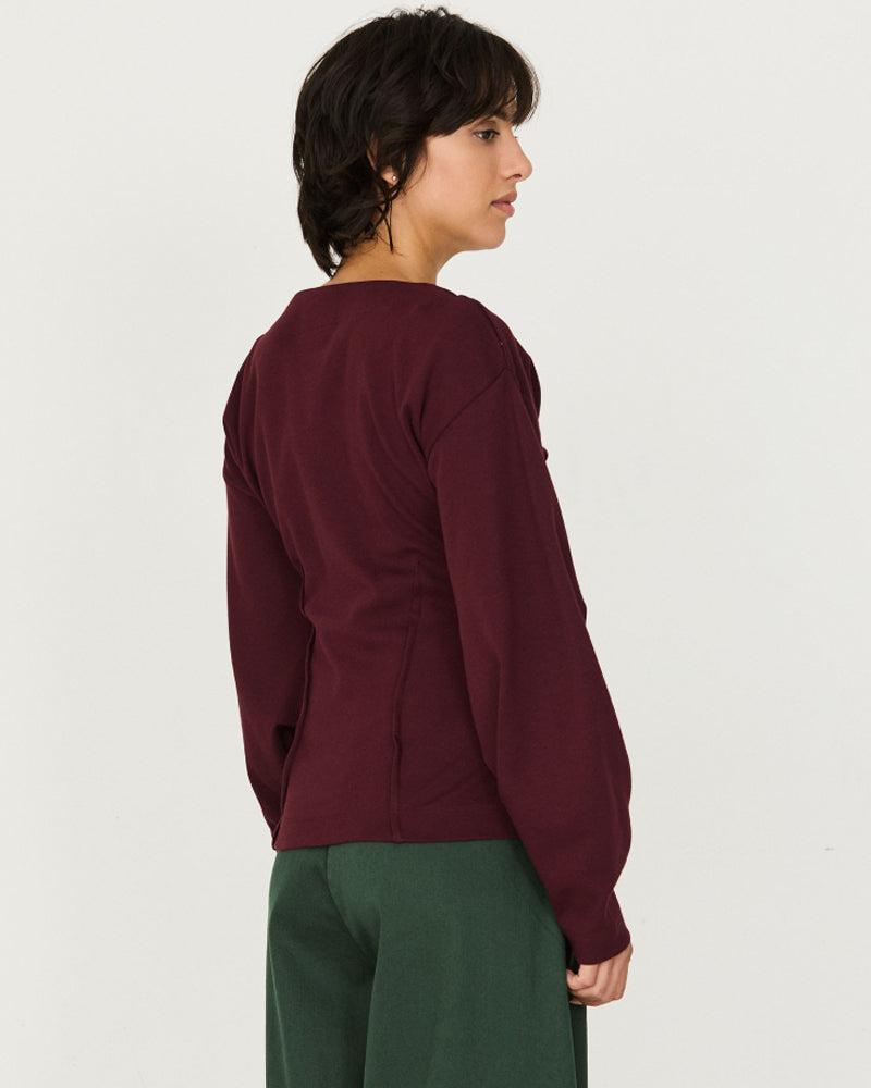 SKFK effen ballonmouw shirt ITURA CHOCO biologisch katoen
