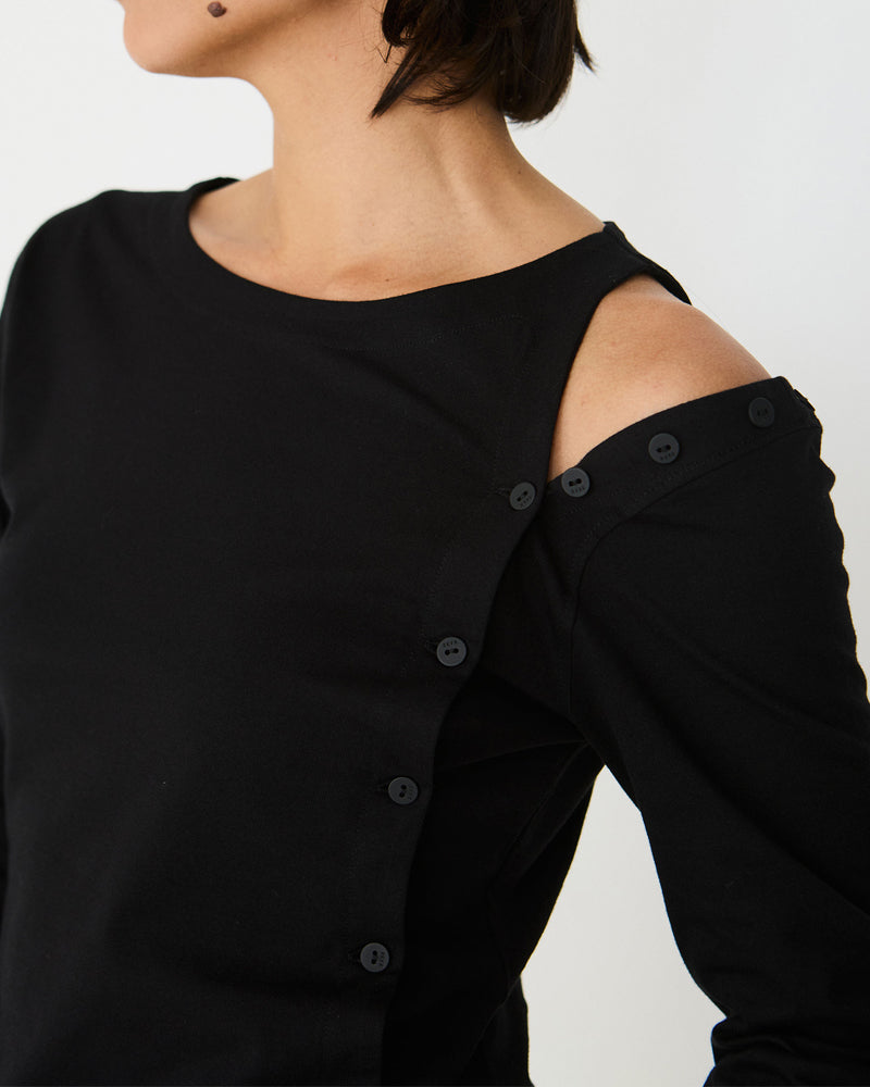 SKFK shirt met open schouder EDERRA BLACK biologisch katoen