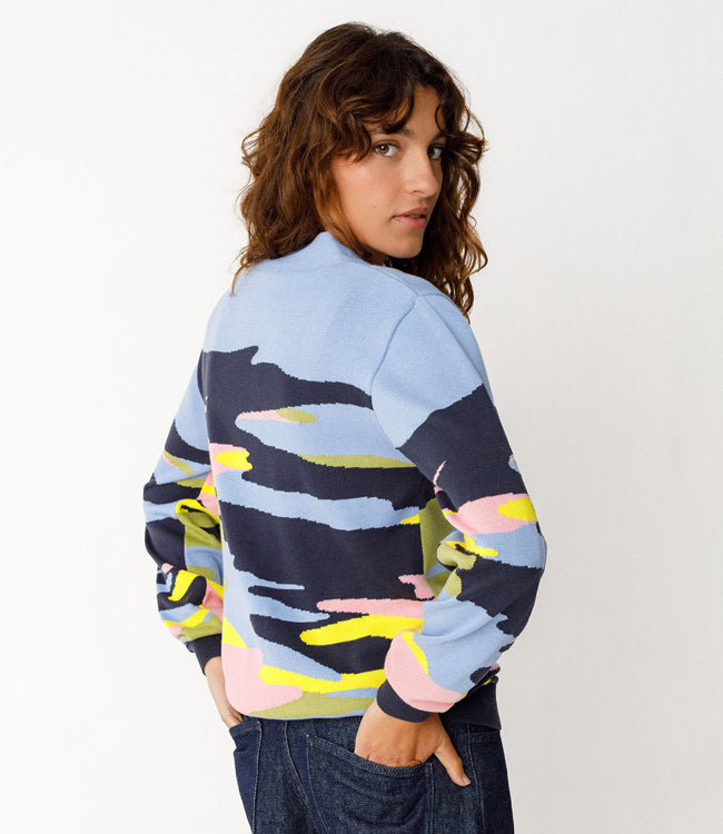 SKFK v-hals vest ALIZE MULTI met print biologisch katoen