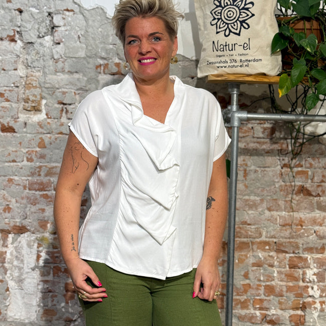 SKFK effen geplooide blouse KAUA WHITE van ecovero