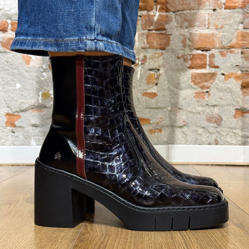 ART sustainable PATENT LEATHER BOOTS with heel BERNA SNAKE