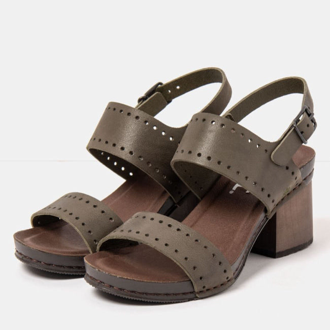 ART zwarte duurzame sandalen met blokhak ROMA KAKI