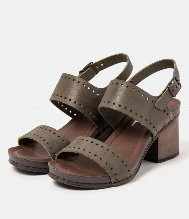 ART zwarte duurzame sandalen met blokhak ROMA KAKI