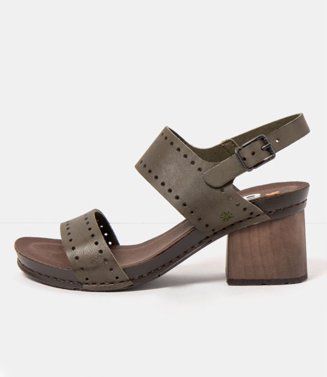 ART zwarte duurzame sandalen met blokhak ROMA KAKI