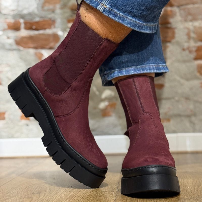 ART sustainable chelsea boot with chunky sole WINE AMBERES