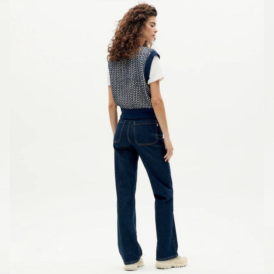 THINKING MU wijde spijkerbroek THERESA DARK DENIM