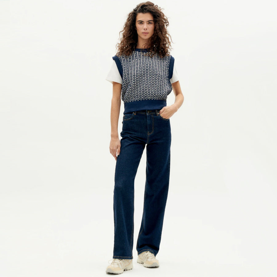 THINKING MU wijde spijkerbroek THERESA DARK DENIM