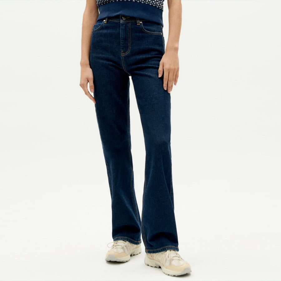 THINKING MU wijde spijkerbroek THERESA DARK DENIM