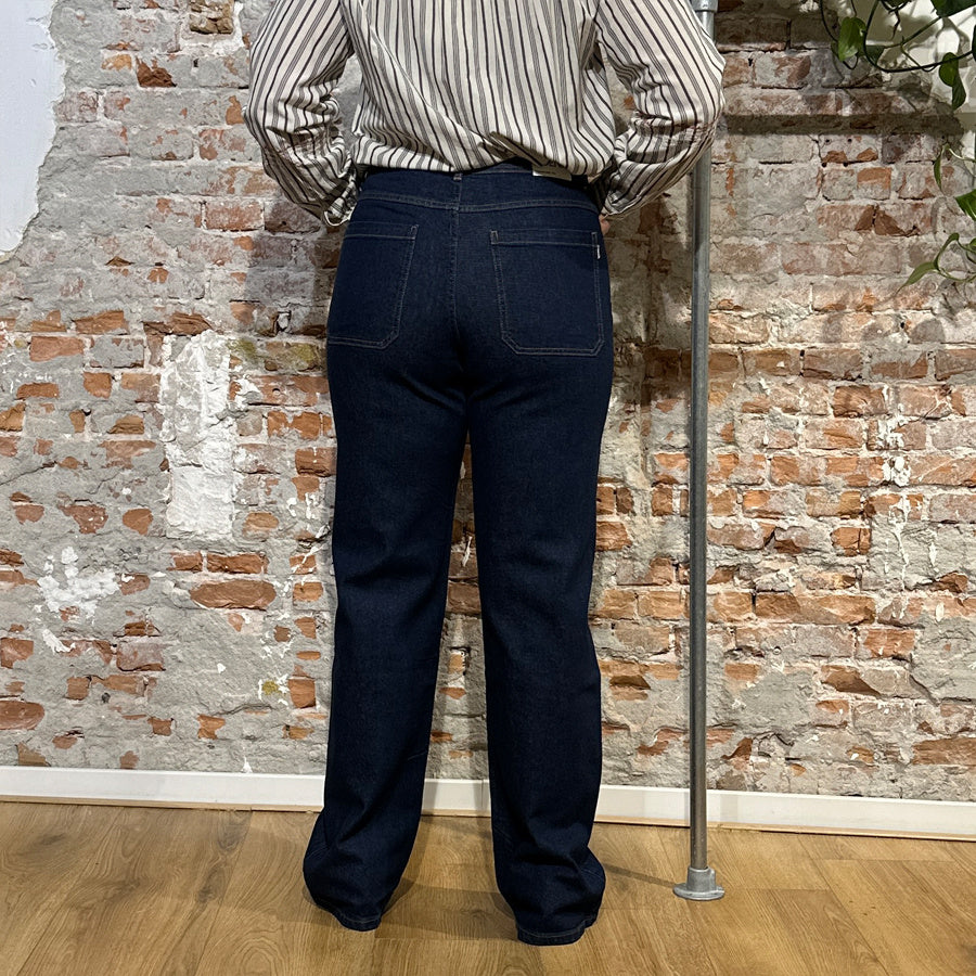 THINKING MU wijde spijkerbroek THERESA DARK DENIM