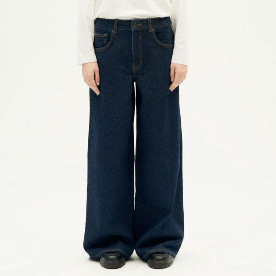 THINKING MU spijkerbroek HEDDA DARK DENIM wijde pijpen