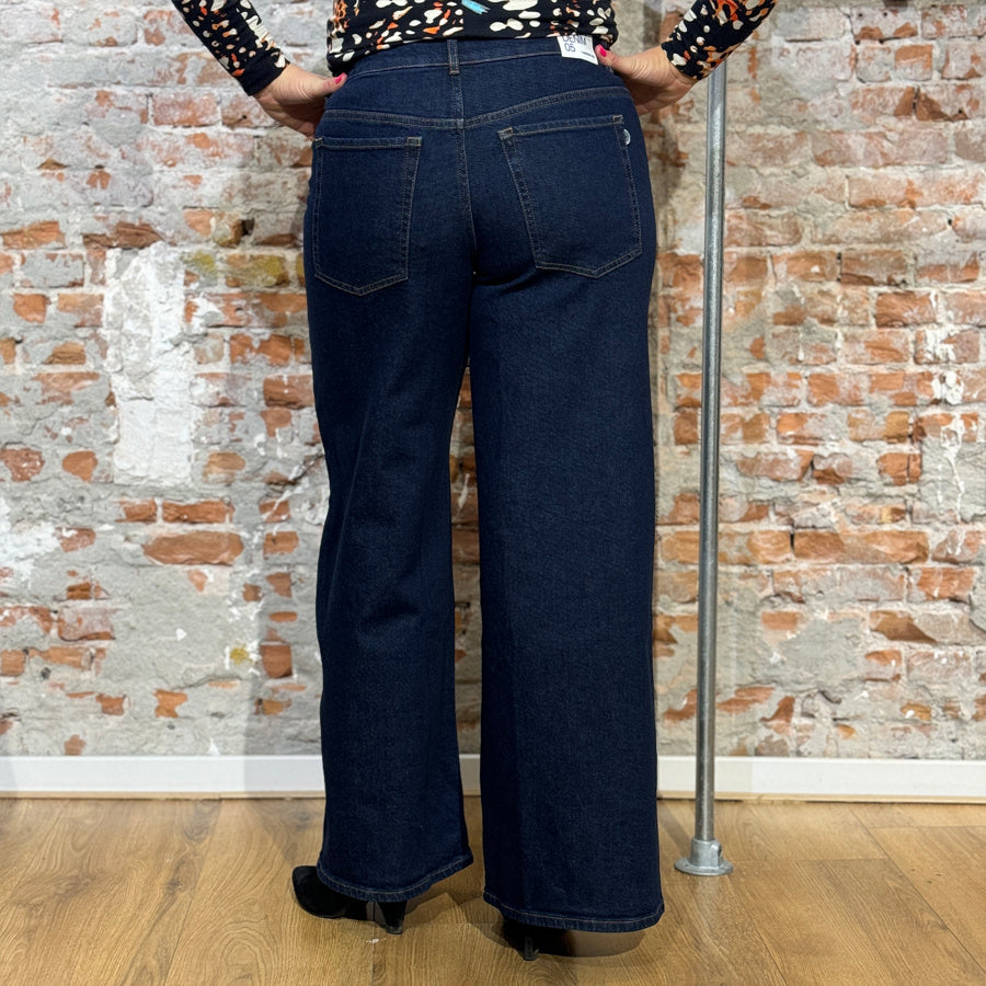 THINKING MU spijkerbroek HEDDA DARK DENIM wijde pijpen