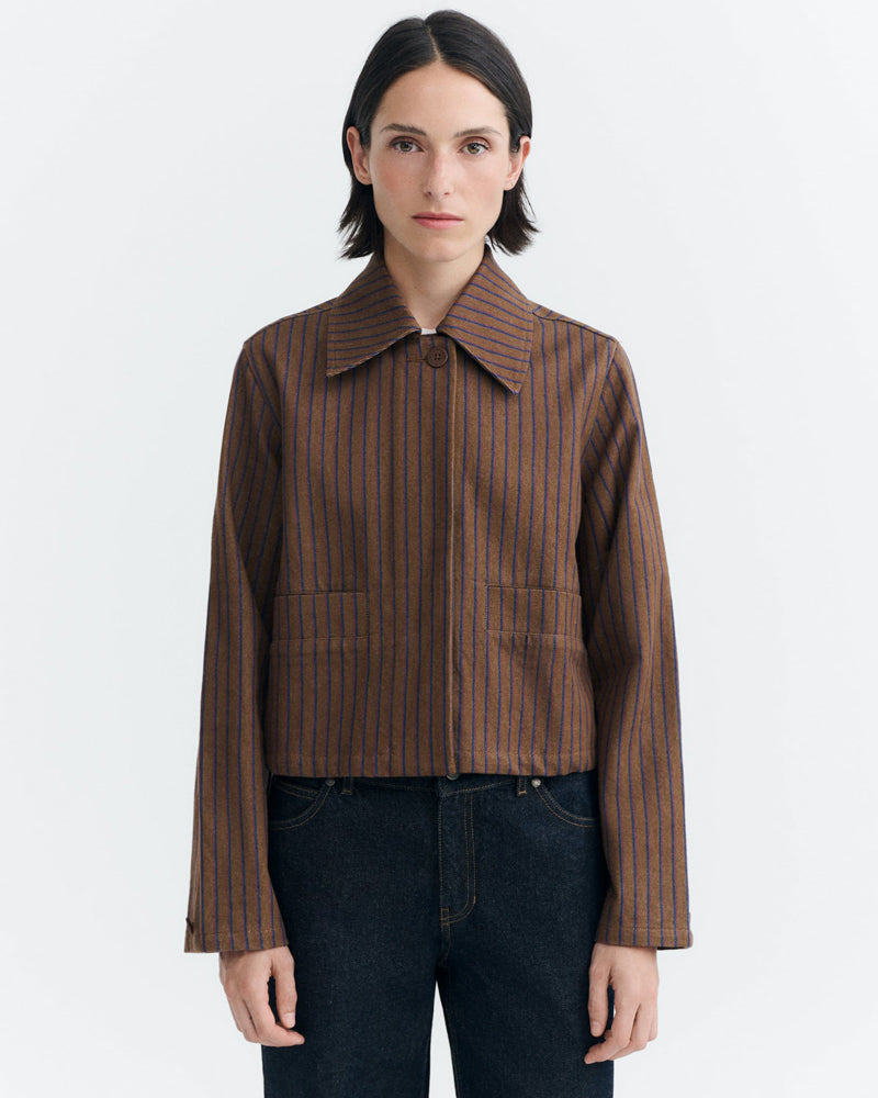 THINKING MU gestreifte Jacke FRANSA BLANKET Bio-Baumwolle