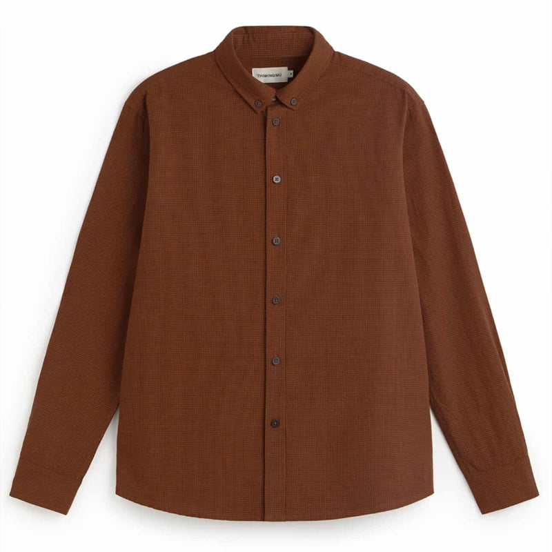 THINKING MU kariertes Hemd ANT NAVY OAK Bio-Baumwolle