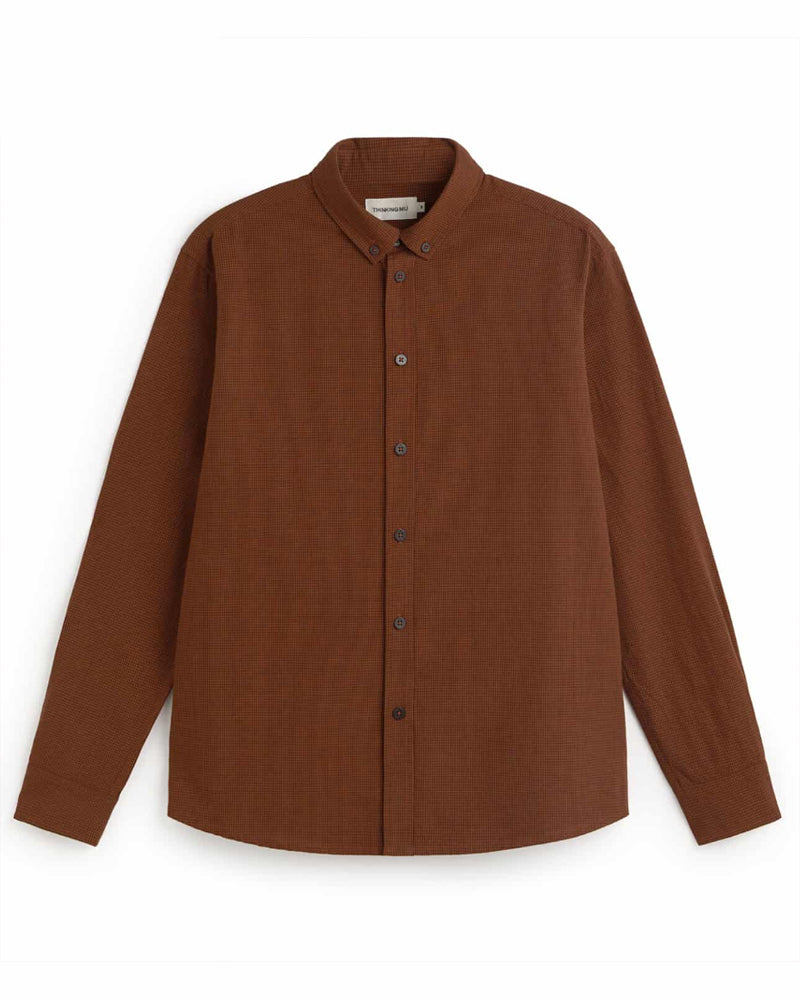 THINKING MU kariertes Hemd ANT NAVY OAK Bio-Baumwolle