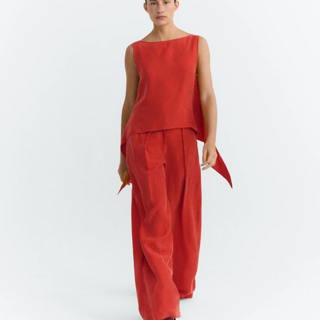 THINKING MU pantalon CIRILA RED 100% cupro
