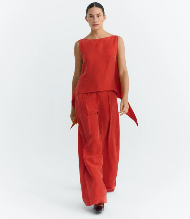 THINKING MU pantalon CIRILA RED 100% cupro