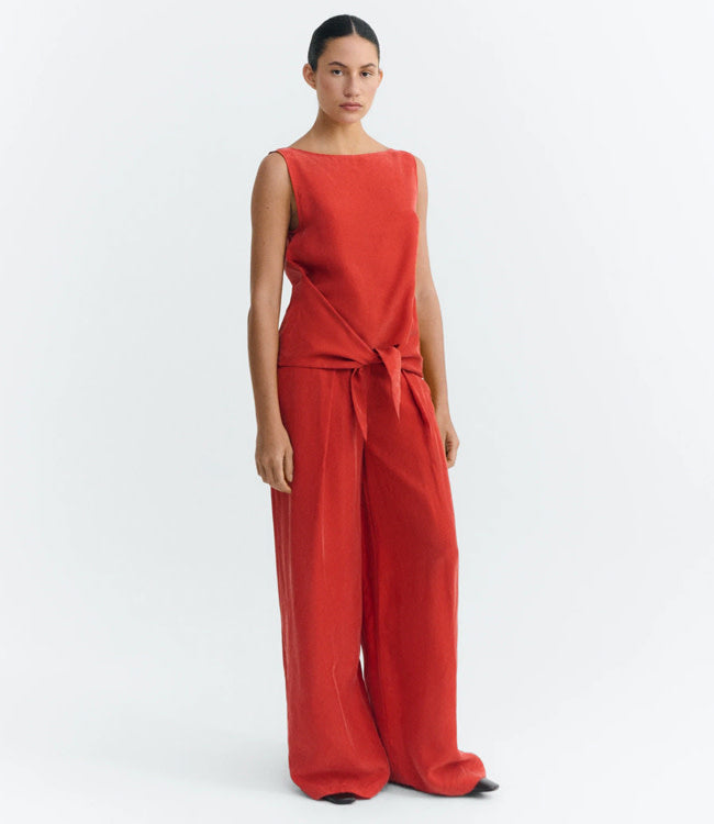 THINKING MU pantalon CIRILA RED 100% cupro