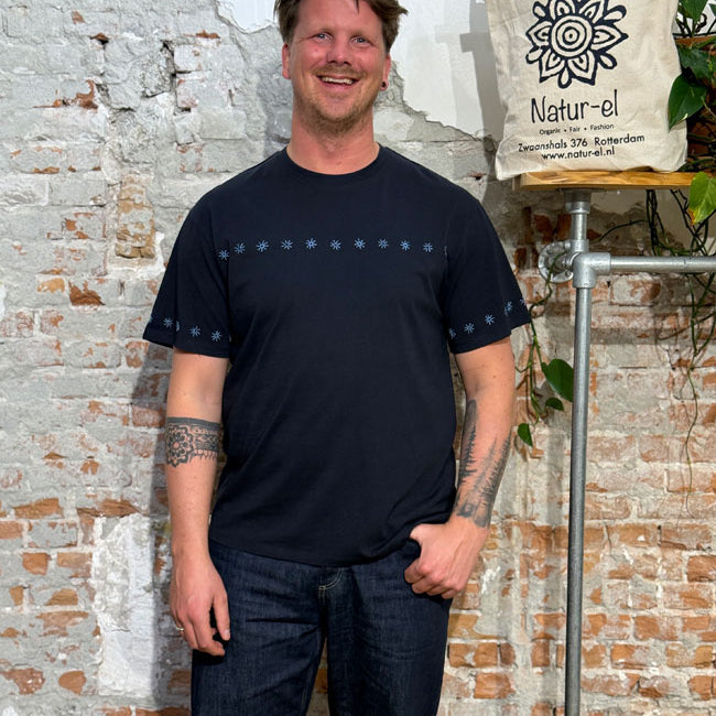 THINKING MU heren shirt AARON SOLETES NAVY bio katoen