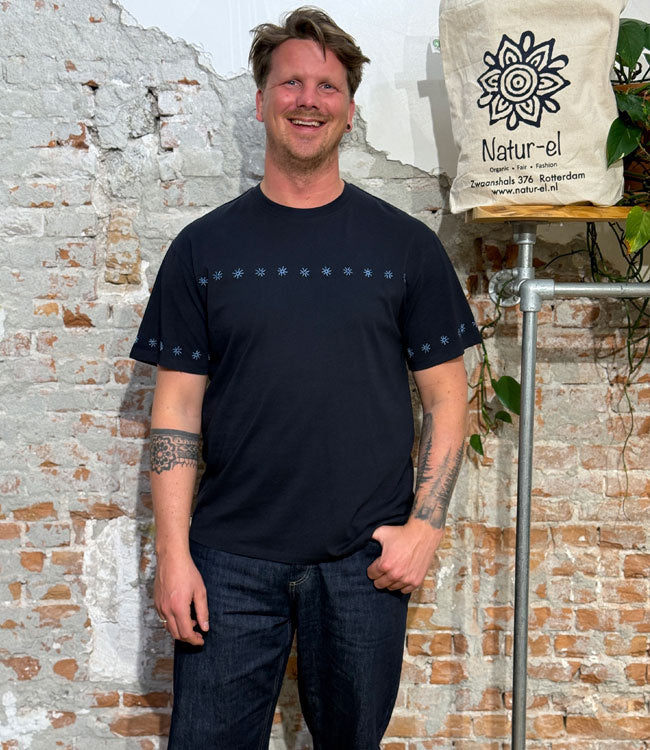 THINKING MU heren shirt AARON SOLETES NAVY bio katoen